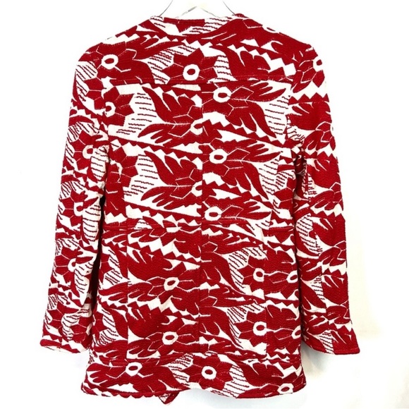 Free People Devil’s Alley Red and White embroidered moto jacket - Picture 3 of 13